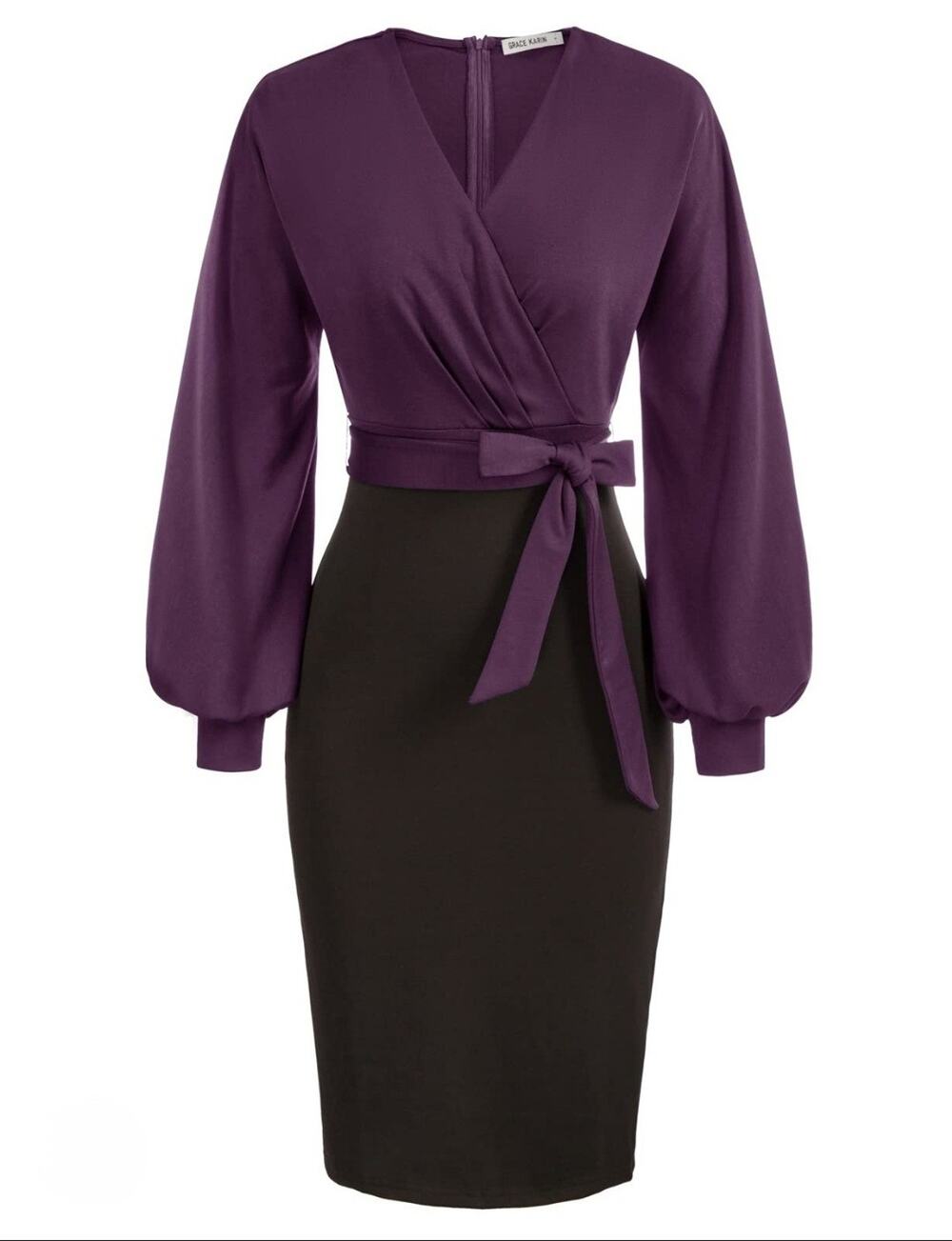 Grace Karin Women’s Purple Black Professional Dress Workwear Plus Size 3XL